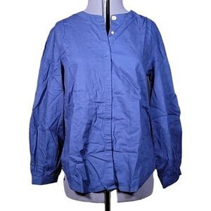 NWOT Denim & Co. Naturals Linen Blend Button-Front Top Sz M